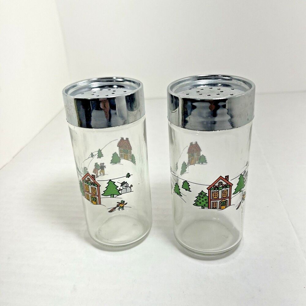 Vtg The Joy Of Christmas By Carlton Glass Salt & Pepper & Shake 1988